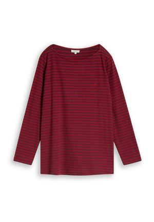 TOM TAILOR, T-SHIRT STRIPED BOATNECK - Camiseta de manga larga - preppy plum red stripe