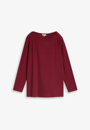 TOM TAILOR, T-SHIRT STRIPED BOATNECK - Maglietta a manica lunga - preppy plum red stripe