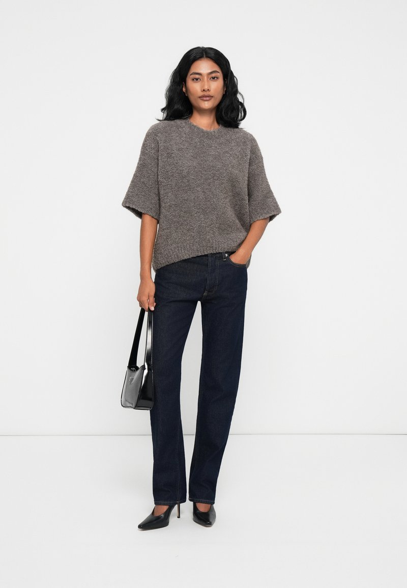 American Vintage Pull Col Bateau Damsville Laine | Gris chiné