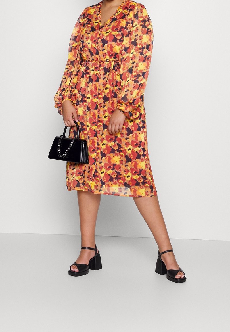 strapless open back dress Burnt Orange Shirt Dress