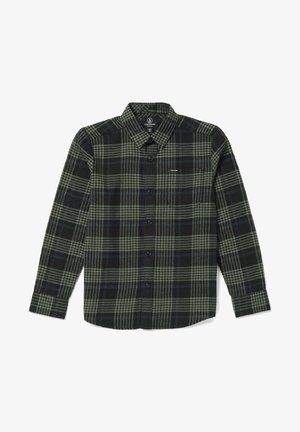 Koszula z długim rękawem na guziki, w czarno-szarą kratę, z małą kieszenią na piersi z logo Volcom.