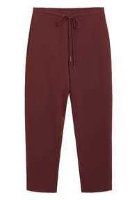 Pantalon de jogging bordeaux avec taille à cordon, poches latérales et coupe fuselée. Confectionné dans un tissu doux et lisse.