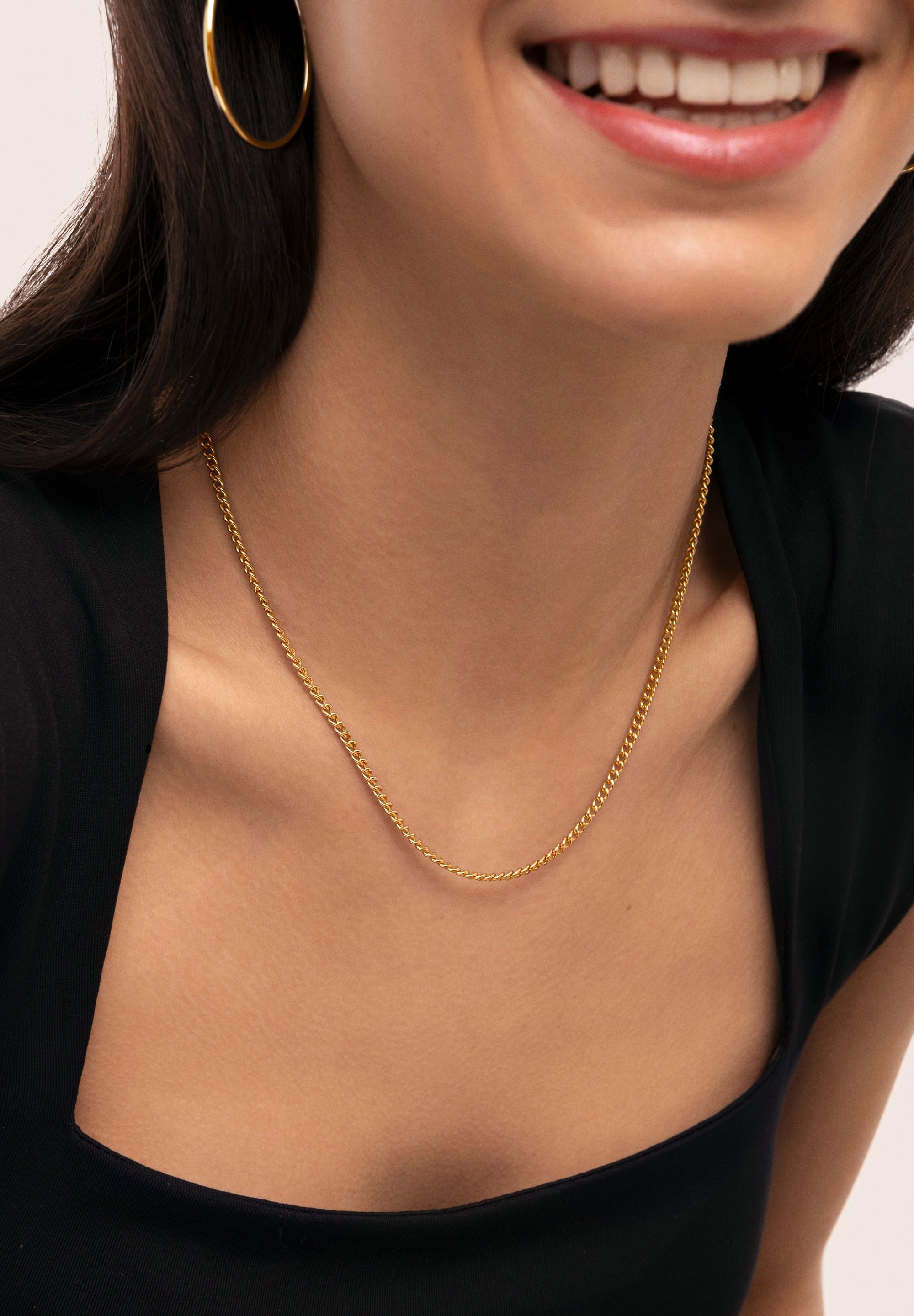 SINGULARU Collana Catana Barbada In Acciaio Inox Con Placcatura Oro 18Kt - Girocollo 40+5 Cm, Gioielli Donna Con Astuccio