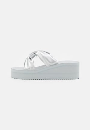 WEDGE BOW - Pantolette hoch - light grey