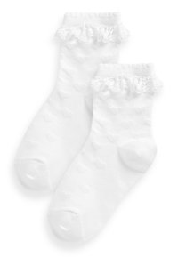 COTTON RICH HEART RUFFLE ANKLE SOCKS 2 PACK - Socks - white