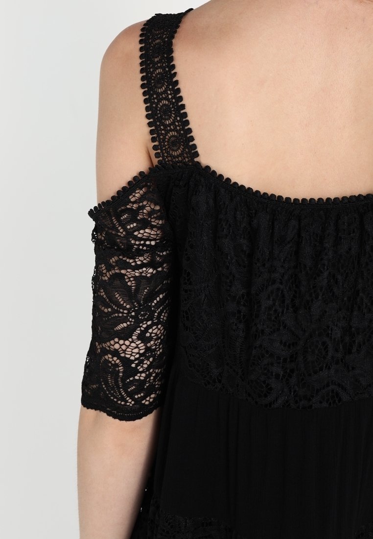 topshop black off the shoulder dress Topshop Black Feather Off-The-Shoulder Lace Dress