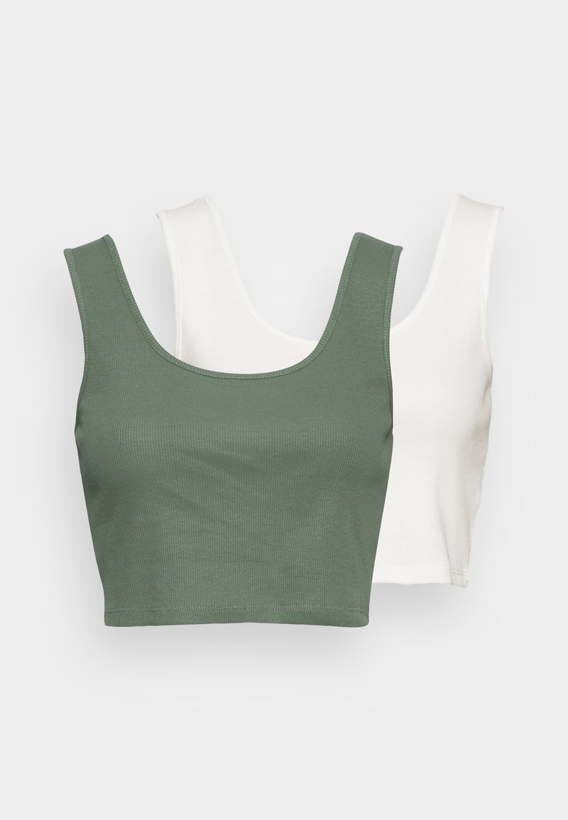 Damen T-Shirts | Vero Moda VMAMALIEFALKA CROP 2 PACK Top snow white/laurel wreath/weiß - WB38154 Damen T-Shirts | Vero Moda VMAMALIEFALKA CROP 2 PACK Top snow white/laurel wreath/weiß - WB38154