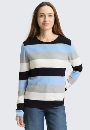 STRUCTURED STRIPED - Maglione - fjord blue/grey stripe