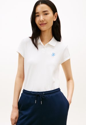 Tommy Hilfiger 1985 SLIM FIT LOGO EMBROIDERY POLO SHIRT - Polotričko - ecru