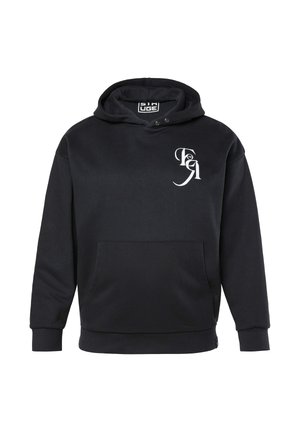 Felpa nera con cappuccio e tasca frontale, con lettere bianche stilizzate "PEA" sul petto sinistro.