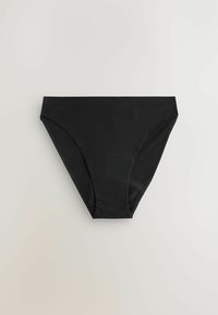 Czarne dno bikini z gładkiego, elastycznego materiału. Charakteryzuje się klasycznym krojem fig i bezszwowymi krawędziami dla wygody oraz smukłego wyglądu.