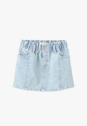 Lyseblå denimnederdel med elastisk talje, to forlommer og en klassisk a-formet silhuet. Fremstillet af blødt, tekstureret stof.