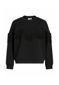 Felpa nera con un design a frange testurizzate lungo il davanti e le maniche, con collo rotondo e polsini a costine. Vestibilità standard.
