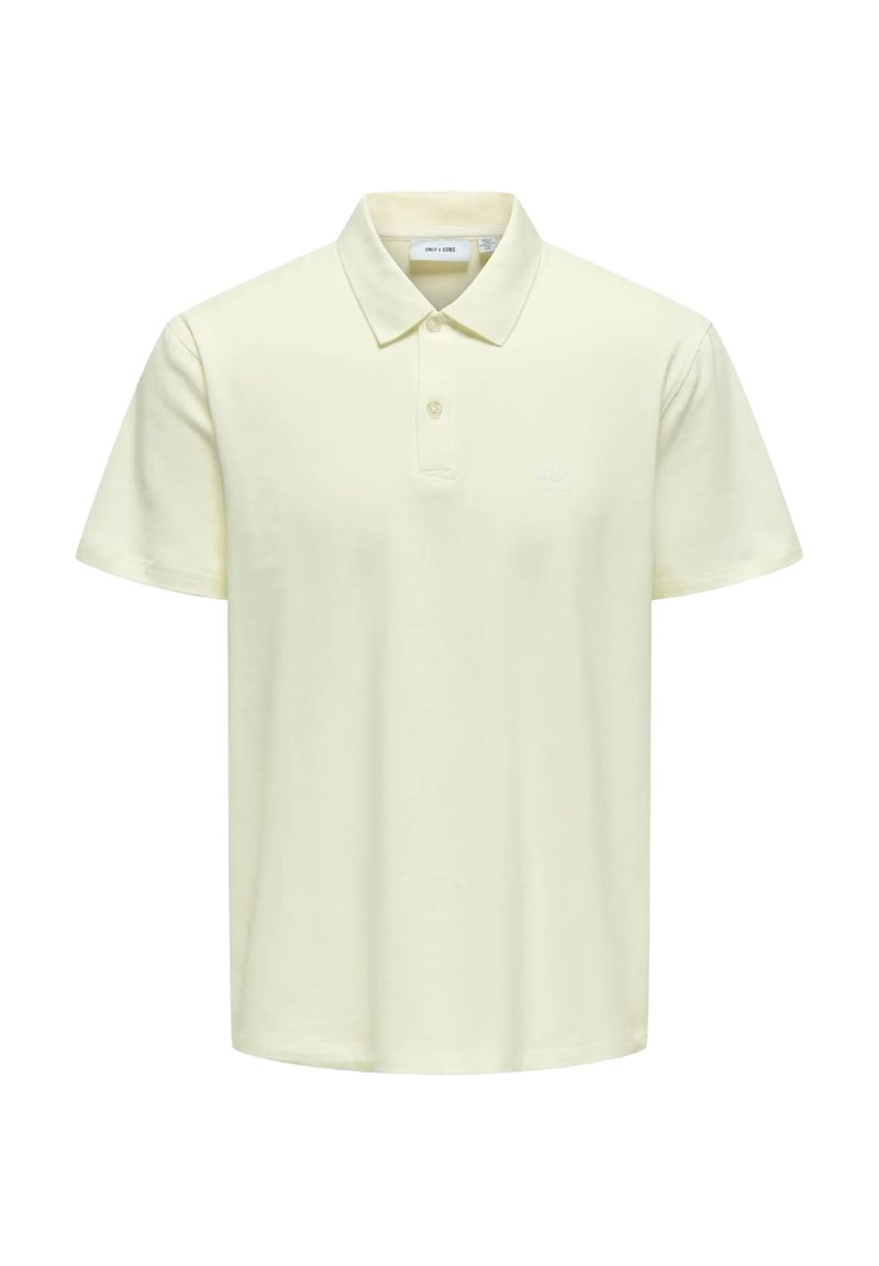 Polo de manga corta amarillo hecho de algodón suave. Presenta un cuello clásico, una tapeta de dos botones y un logo bordado en el pecho.