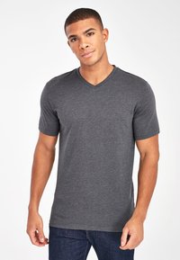 Next V-NECK T-SHIRT-SLIM FIT - Navadna majica - grey