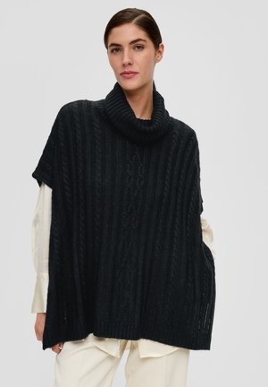 OVERSIZED PONCHO - Strickjacke - schwarz