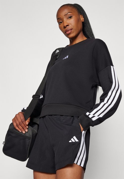 adidas Essentials 3-Stripes French Terry Sweatshirt 'Black White' (Women's) — foto 4
