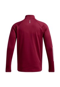 Langärmliges Sportoberteil in Burgundy mit hohem Kragen, aus strukturiertem Stoff, Raglanärmeln und reflektierenden Akzenten an den Bündchen.