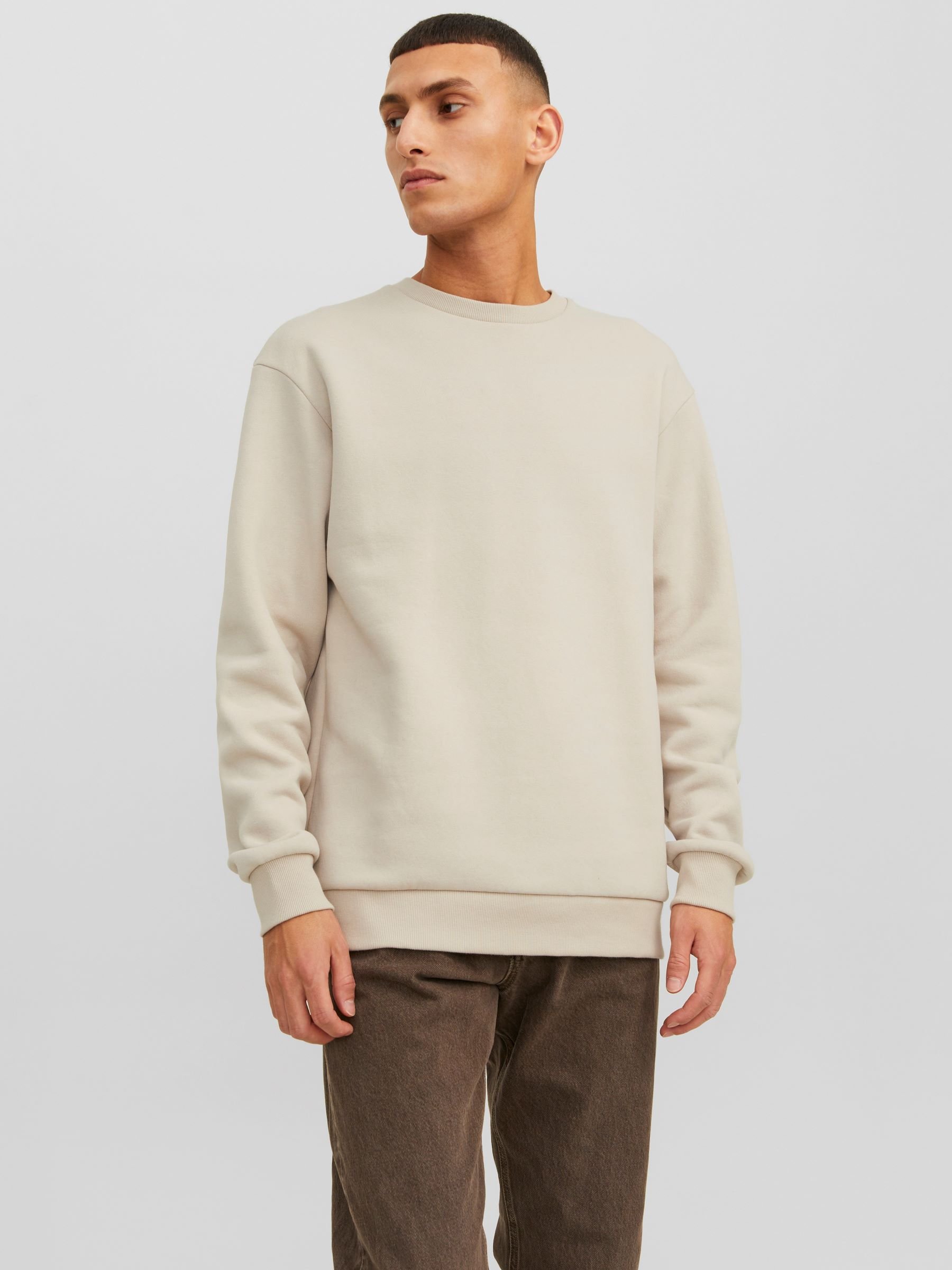 Jack&Jones Jjecharge Sweat Crew Neck Noos, Melange Bianco, S