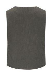 Graues ärmelloses Oberteil mit glatter Textur, rundem Ausschnitt und geradem Schnitt, minimalistischem Design und ohne sichtbare Hardware.