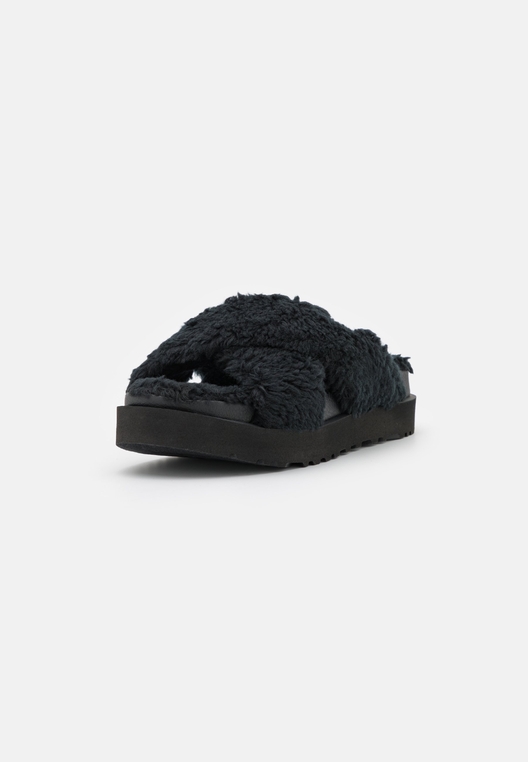 UGG FUZZ SUGAR CROSS SLIDE - Slippers - black - Zalando