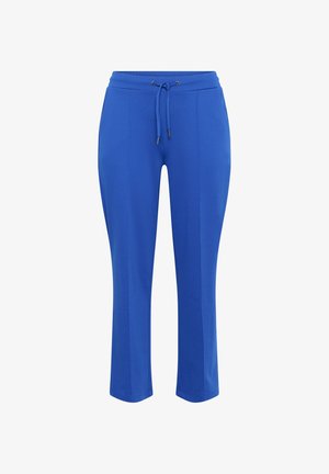 Modré sportovní kalhoty s elastickým pasem na šňůrku, dvěma bočními kapsami a slim fit střihem. Vyrobené z hladkého, elastického materiálu s jednobarevným povrchem.