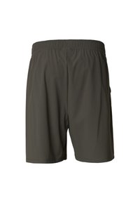 Donkergroene, lichte shorts met een elastische tailleband, zijzakken en een gestructureerde stof. Eenvoudig, recht ontwerp geschikt voor casual gebruik.