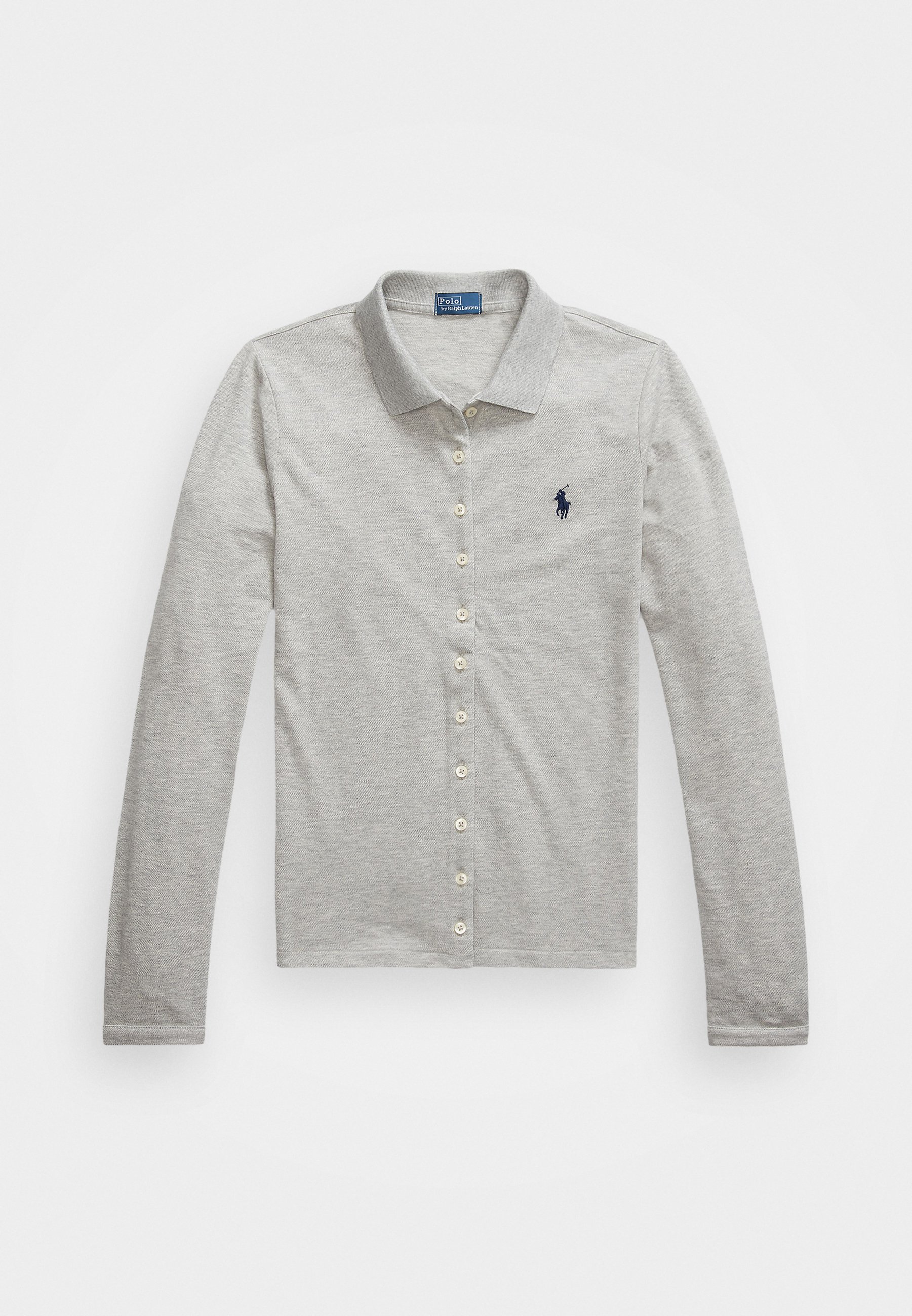 売れ筋商品|||ラルフローレン シャツ レディース トップス BUTTONED PLACKET LONG SLEEVE POLO SHIRT - Button-down blouse - andover heather Polo Ralph Lauren Women's Buttoned-Placket Long-Sleeve Polo