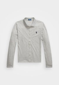 BUTTONED PLACKET LONG SLEEVE POLO SHIRT - Pogājama blūze - andover heather