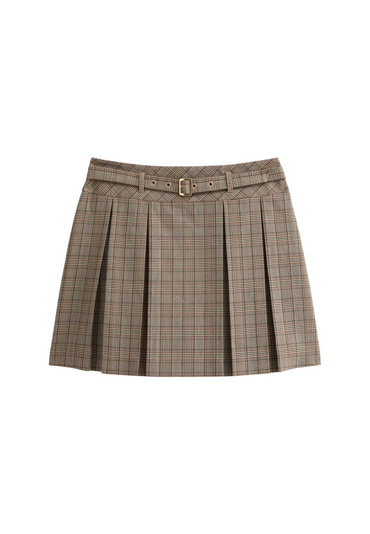 最終Vienna Pleated Mini Skirt beige×brown New color]Vienna Pleated Mini Skirt