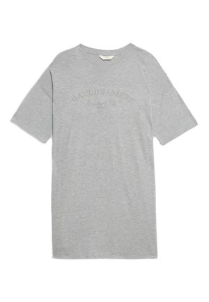 Grey t-shirt made of soft cotton, featuring short sleeves and an embroidered "DAYDREAMERS" text across the chest in a subtle tone.