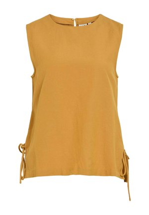 VILA, VIPRISILLA O-NECK S/L TIE TOP/VOL/R - Blouse - amber gold
