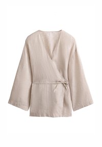 LINEN SIDE TIE KIMONO - Blůza - stone