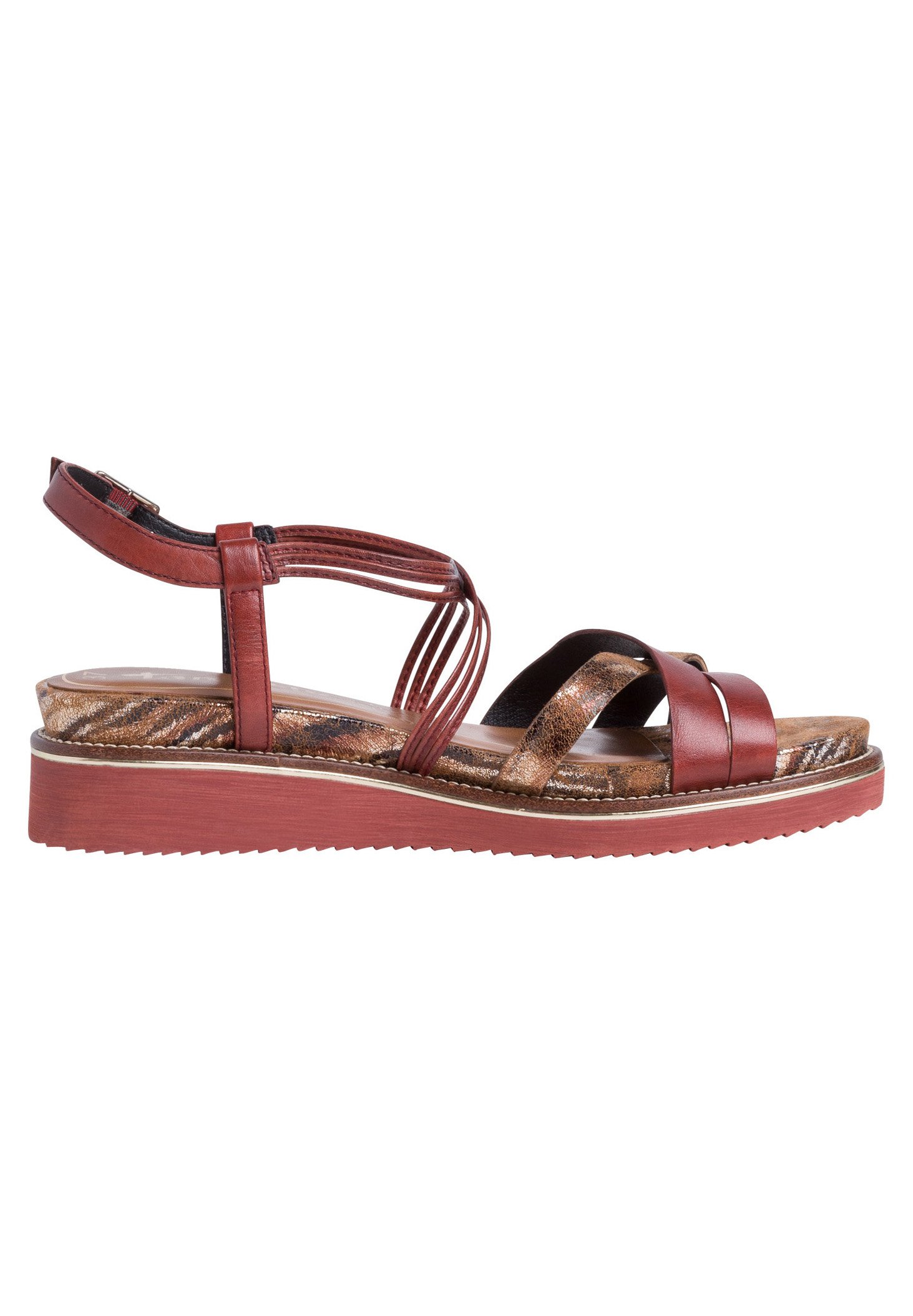 Tamaris Wedge sandals - granata comb./red - Zalando.de