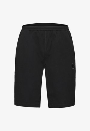 Zwarte casual korte broek met een elastische tailleband, zijzakken en een klein rond logo op de rechterdij.