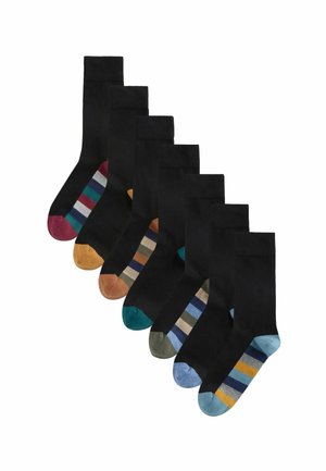 SEVEN PACK - Strumpor - black rugby stripe