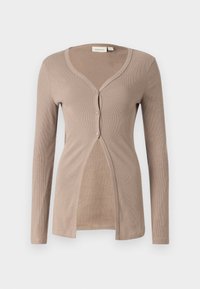 LABEL CARDIGAN - Cardigan - taupe gray