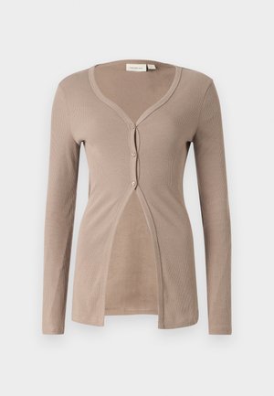 Calvin Klein Jeans, LABEL CARDIGAN - Chaqueta de punto - taupe gray