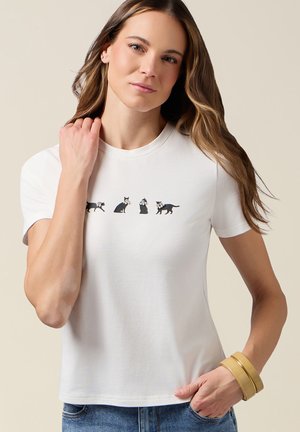 CON STAMPA E APPLICAZIONI - T-shirt con stampa - bianco