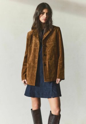 REGULAR FIT -  STRAIGHT - Leren jas - tan brown