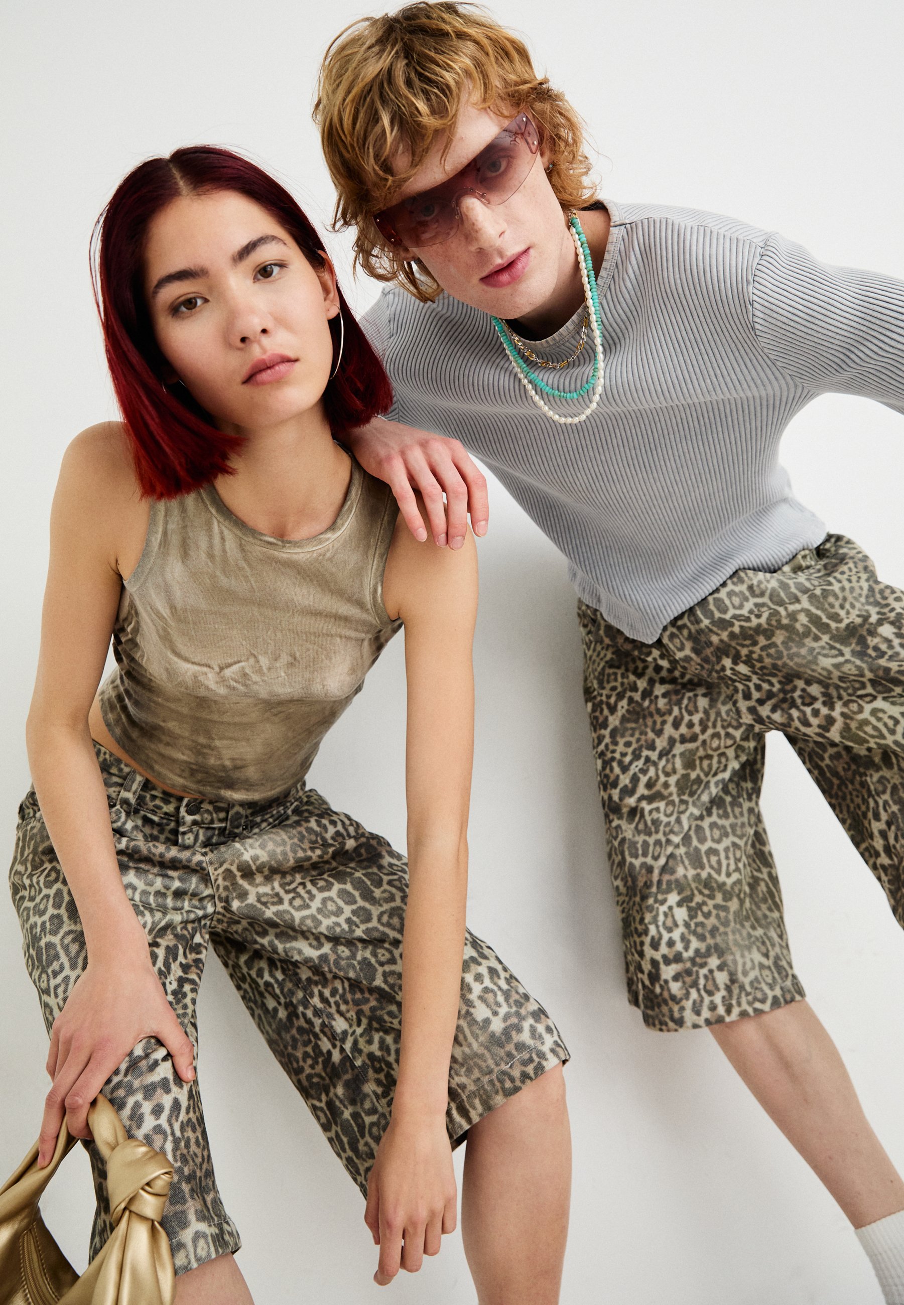 JADED LONDON Woodland leopard Jorts ジョーツ Jaded London Leopard Fade Colossus Jorts 26 At Urban