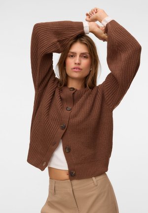 Vero Moda, VMLEA LS O-NECK CARDIGAN NOOS - Gilet - cocoa brown