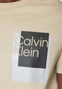 Calvin Klein OVERLAY BOX LOGO - Marškinėliai su spaudiniu - eucalyptus