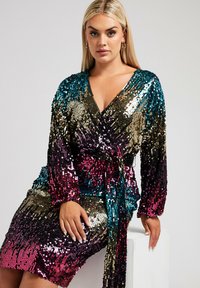 Yours Clothing SEQUIN WRAP - Cocktailklänning - gold