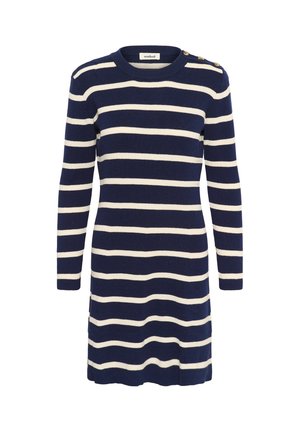 Soaked in Luxury, SLSANJA SHORT - Vestido de punto - navy w turtledove stripe