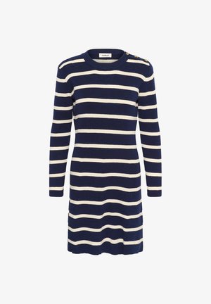 Soaked in Luxury, SLSANJA SHORT - Vestido de punto - navy w turtledove stripe