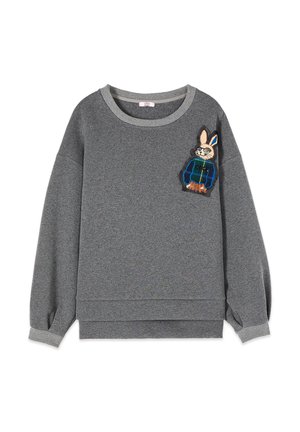 Oltre, FELPA GIROCOLLO CON PATCH - Sweatshirt - grigio