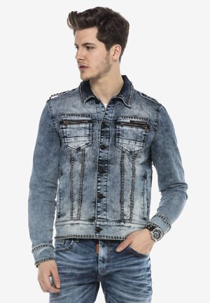 MIT SLIVERFARBENDE METALLDETAILS - Jeansjacke - blau