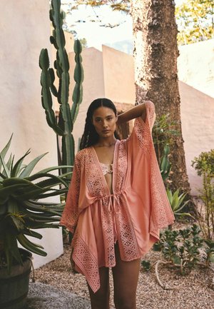 Next, REGULAR FIT - TIE FRONT CROCHET DETAIL KAFTAN COVER-UP . - Päevakleit - apricot orange