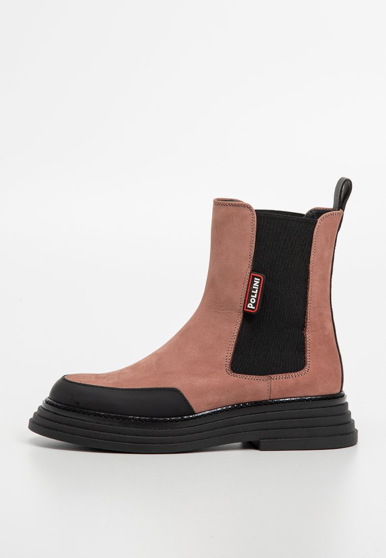 Pollini Enkellaarsjes met plateauzool lichtbruin Pollini Enkellaarsjes met plateauzool lichtbruin